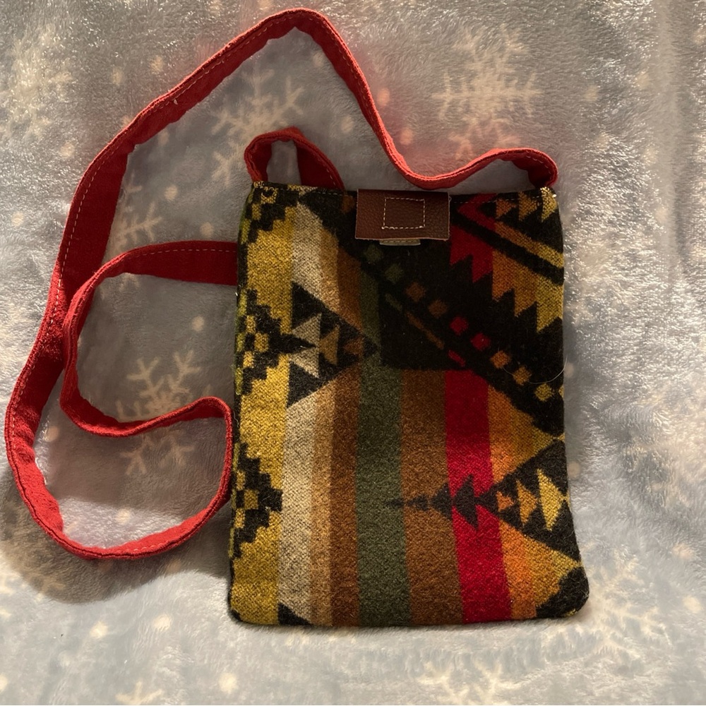 Boho Style Geometric Multicolor Patterned Wool Cr… - image 1